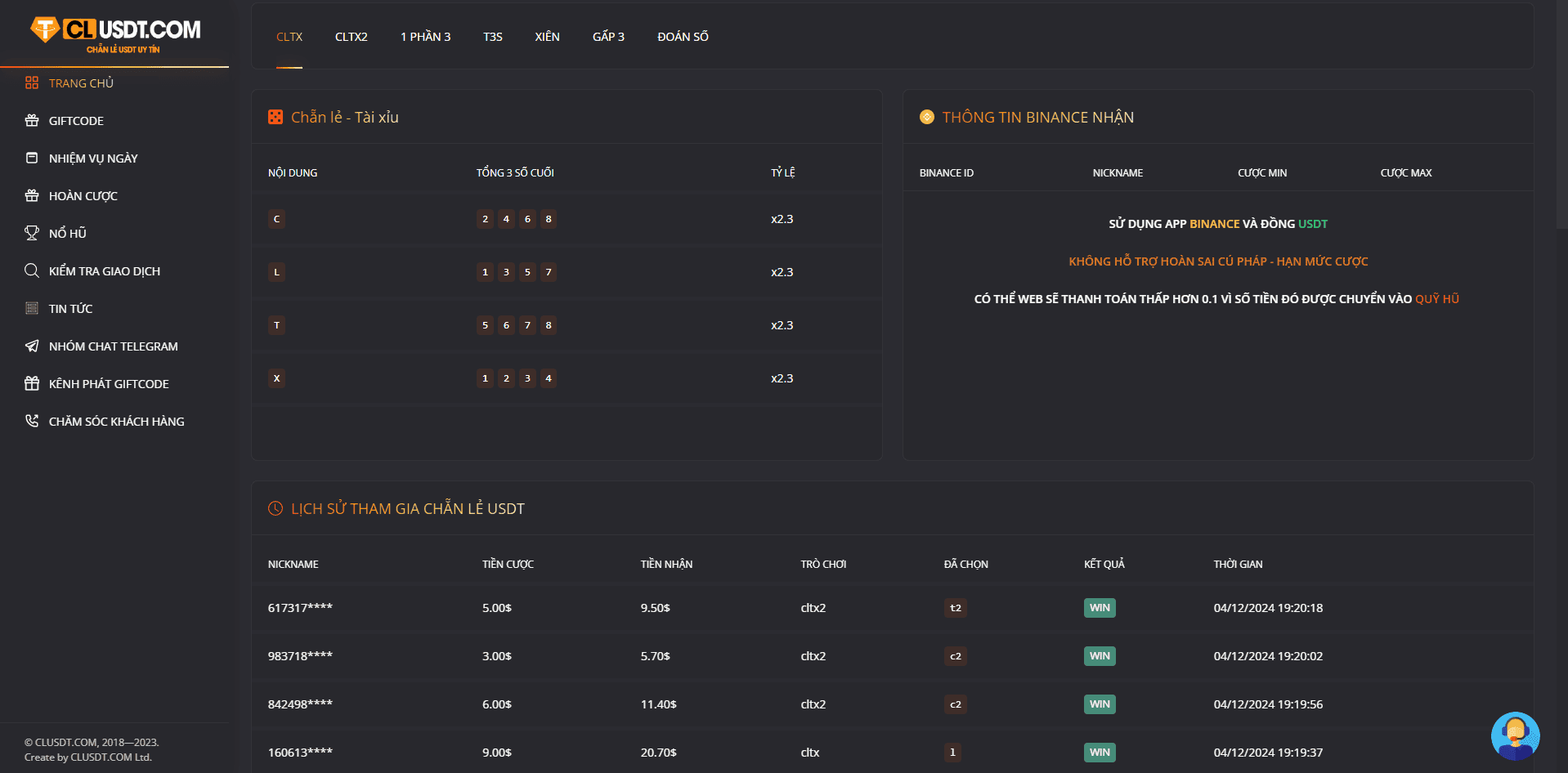 CLUSDT - Chẵn Lẻ USDT